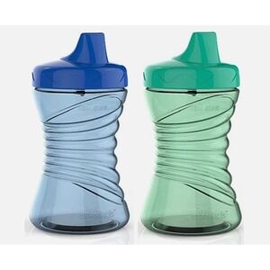 NUK Fun Grips Easy Grip and Sip Hard Spout Sippy Cup 10 oz  Blue Green Lot of 2